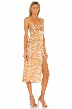 Camila Coelho Bailee Midi Dress In Brown Zebra -CAMILA COELHO Sales COEL WD126 V2