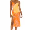 Camila Coelho Vivienne Midi Dress In Yellow & Orange