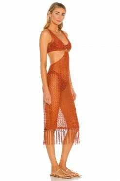 Camila Coelho Landry Midi Dress In Rust -CAMILA COELHO Sales COEL WD139 V2