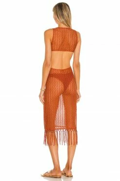 Camila Coelho Landry Midi Dress In Rust -CAMILA COELHO Sales COEL WD139 V3