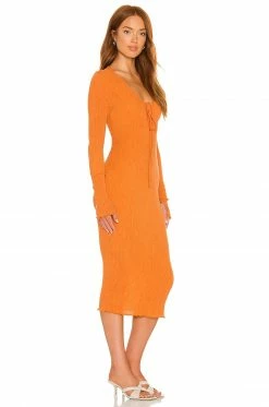 Camila Coelho Naya Midi Dress In Sunset Orange -CAMILA COELHO Sales COEL WD143 V2