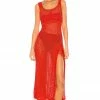 Camila Coelho Athena Crochet Dress In Coral Red
