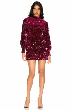 Camila Coelho Jezabel Mini Dress In Burgundy -CAMILA COELHO Sales COEL WD177 V4