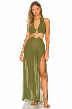 Camila Coelho Scarlet Maxi Dress In Sage Green -CAMILA COELHO Sales COEL WD178 V2