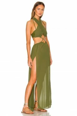 Camila Coelho Scarlet Maxi Dress In Sage Green -CAMILA COELHO Sales COEL WD178 V3