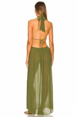 Camila Coelho Scarlet Maxi Dress In Sage Green -CAMILA COELHO Sales COEL WD178 V4