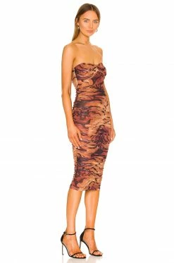 Camila Coelho Diana Midi Dress In Black Tiger Stripe -CAMILA COELHO Sales COEL WD185 V2