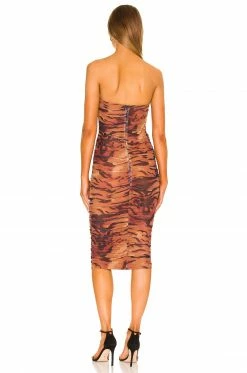 Camila Coelho Diana Midi Dress In Black Tiger Stripe -CAMILA COELHO Sales COEL WD185 V3