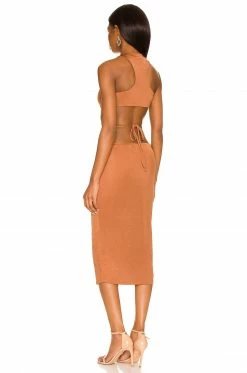 Camila Coelho Cassidy Midi Dress In Chestnut Brown -CAMILA COELHO Sales COEL WD198 V3