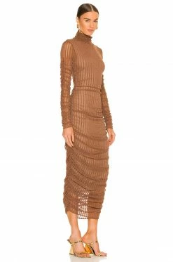 Camila Coelho Joelle Midi Dress In Brown -CAMILA COELHO Sales COEL WD207 V2