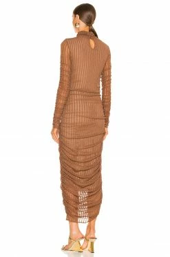 Camila Coelho Joelle Midi Dress In Brown -CAMILA COELHO Sales COEL WD207 V3