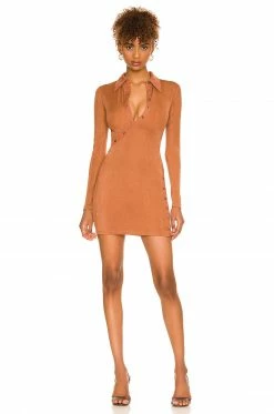 Camila Coelho Cera Mini Dress In Chestnut Brown