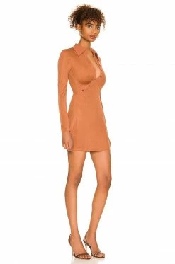 Camila Coelho Cera Mini Dress In Chestnut Brown -CAMILA COELHO Sales COEL WD215 V2