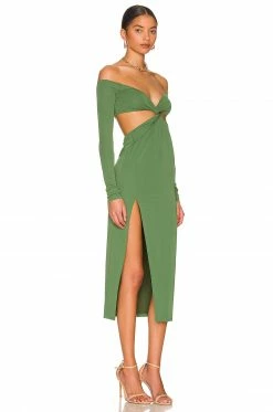 Camila Coelho Maeve Midi Dress In Basil Green -CAMILA COELHO Sales COEL WD216 V2