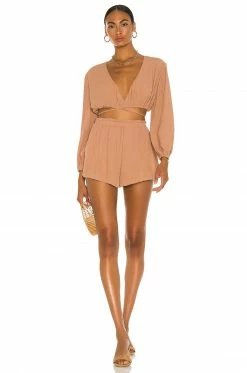 Camila Coelho Hattie Shorts In Taupe -CAMILA COELHO Sales COEL WF20 V4