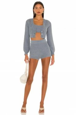 Camila Coelho Toni Knit Shorts In Slate -CAMILA COELHO Sales COEL WF29 V4