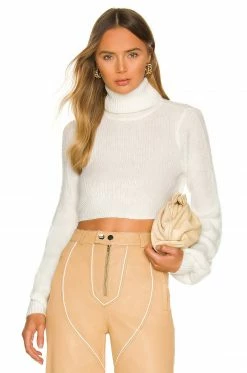 Camila Coelho Cesare Cropped Sweater In White