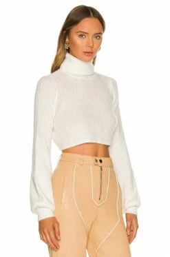Camila Coelho Cesare Cropped Sweater In White 7 Camila Coelho Cesare Cropped Sweater In White -CAMILA COELHO Sales COEL WK59 V2