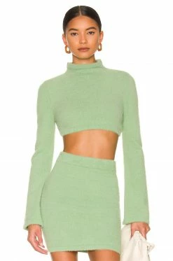 Camila Coelho Raquel Cropped Sweater In Light Green -CAMILA COELHO Sales COEL WK66 V2