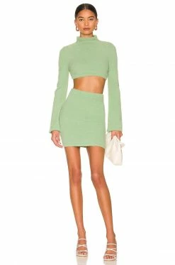 Camila Coelho Raquel Cropped Sweater In Light Green -CAMILA COELHO Sales COEL WK66 V4