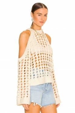 Camila Coelho Inez Open Cable Sweater In Ivory -CAMILA COELHO Sales COEL WK68 V2