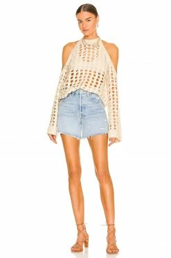 Camila Coelho Inez Open Cable Sweater In Ivory -CAMILA COELHO Sales COEL WK68 V4