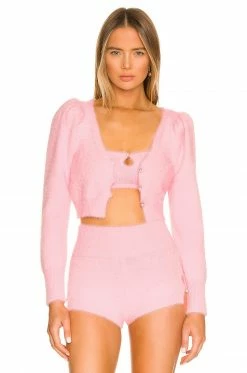 Camila Coelho Genevieve Pearl Cardigan In Baby Pink