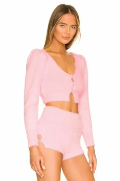 Camila Coelho Genevieve Pearl Cardigan In Baby Pink -CAMILA COELHO Sales COEL WK70 V3