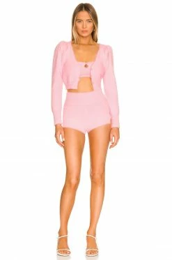 Camila Coelho Genevieve Pearl Cardigan In Baby Pink -CAMILA COELHO Sales COEL WK70 V5