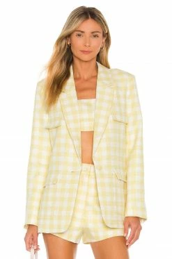 Camila Coelho Dona Blazer In Yellow & White