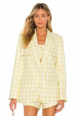 Camila Coelho Dona Blazer In Yellow & White -CAMILA COELHO Sales COEL WO22 V2