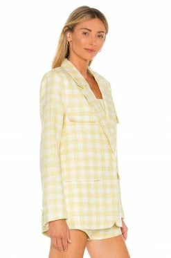 Camila Coelho Dona Blazer In Yellow & White -CAMILA COELHO Sales COEL WO22 V3