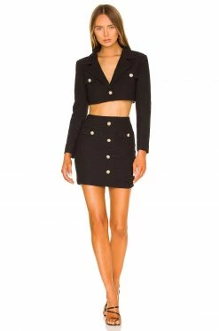Camila Coelho Becka Crop Blazer In Black -CAMILA COELHO Sales COEL WO28 V4