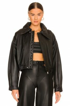 Camila Coelho Raven Leather Jacket In Black