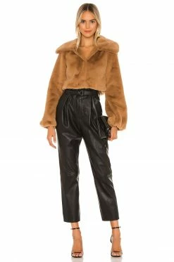 Camila Coelho Cleobella Cropped Faux Fur Jacket In Light Walnut -CAMILA COELHO Sales COEL WO4 V5