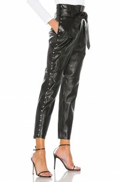 Camila Coelho Cady Leather Pant In Black -CAMILA COELHO Sales COEL WP15 V3
