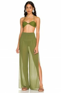 Camila Coelho Nana Pants In Sage Green -CAMILA COELHO Sales COEL WP51 V4