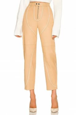 Camila Coelho Yuri Leather Pants In Tan