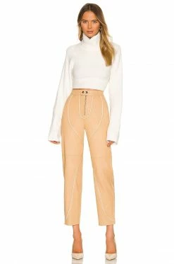 Camila Coelho Yuri Leather Pants In Tan -CAMILA COELHO Sales COEL WP53 V4