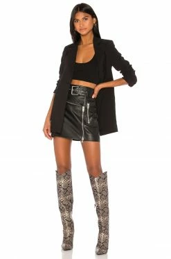 Camila Coelho Sawyer Leather Moto Skirt In Black -CAMILA COELHO Sales COEL WQ15 V4