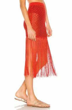 Camila Coelho Ipanema Crochet Skirt In Coral Red -CAMILA COELHO Sales COEL WQ1 V2