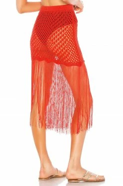Camila Coelho Ipanema Crochet Skirt In Coral Red -CAMILA COELHO Sales COEL WQ1 V3