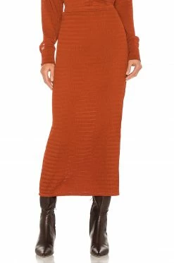 Camila Coelho Nicki Midi Skirt In Brick