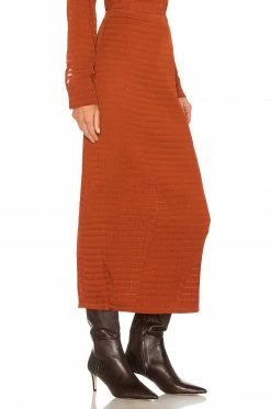 Camila Coelho Nicki Midi Skirt In Brick -CAMILA COELHO Sales COEL WQ43 V2