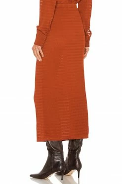 Camila Coelho Nicki Midi Skirt In Brick -CAMILA COELHO Sales COEL WQ43 V3