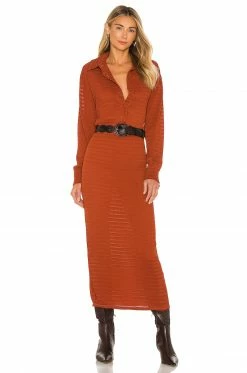 Camila Coelho Nicki Midi Skirt In Brick -CAMILA COELHO Sales COEL WQ43 V4