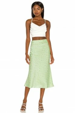 Camila Coelho Gysele Midi Skirt In Sage Delilah -CAMILA COELHO Sales COEL WQ66 V4