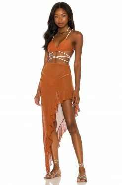 Camila Coelho Shirlie Skirt In Hazel Brown -CAMILA COELHO Sales COEL WQ75 V4