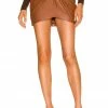 Camila Coelho Danielle Leather Mini Skirt In Brown