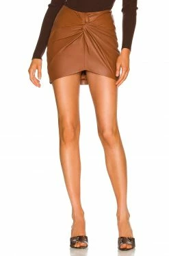 Camila Coelho Danielle Leather Mini Skirt In Brown